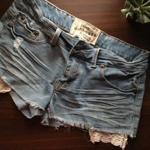 Jean shirts with lace pocket detail